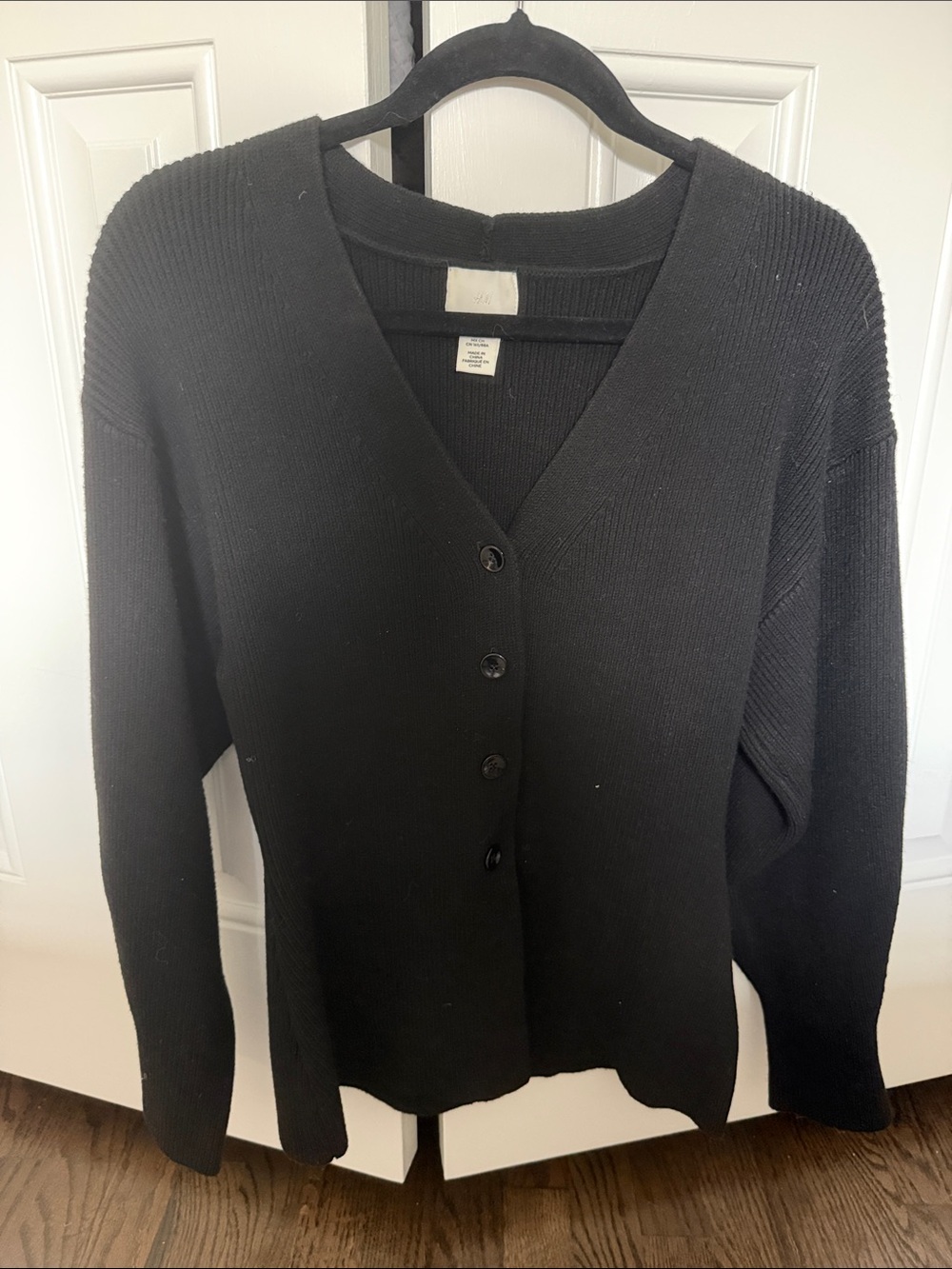 H&M Black V-Neck Button Cardigan Sweater